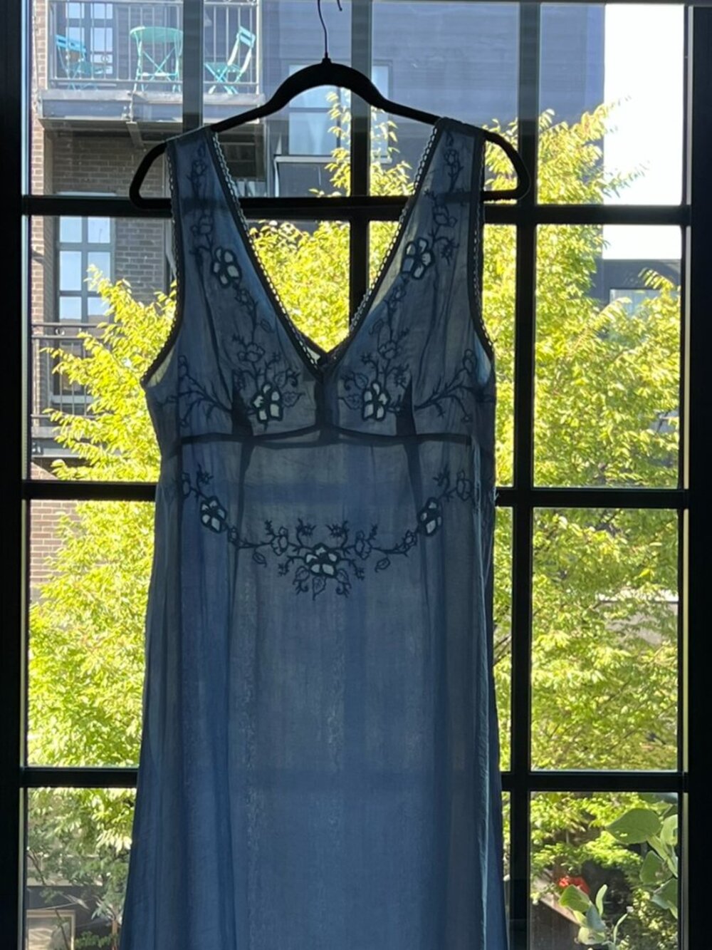 Embroidered Slip Dress in Light Blue NWT, never worn